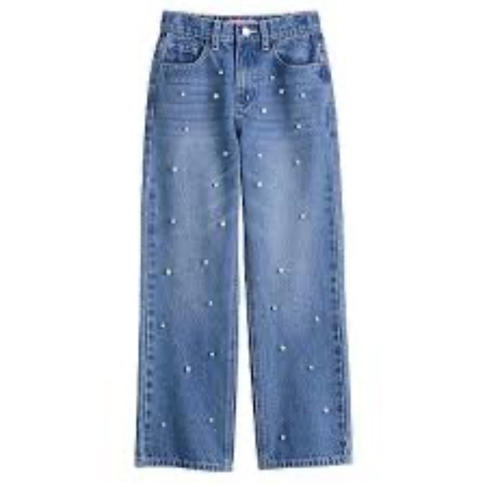 Guess NWT Wide Leg Jeans high rise rhinestone jeans
